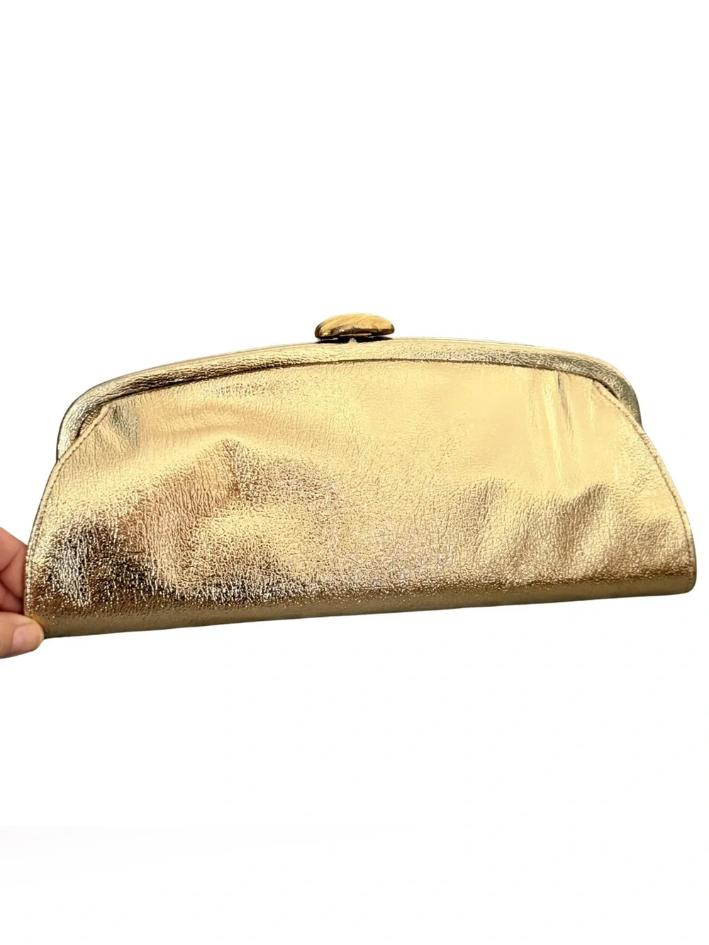 Source Unknown Gold Metallic Frame Clutch